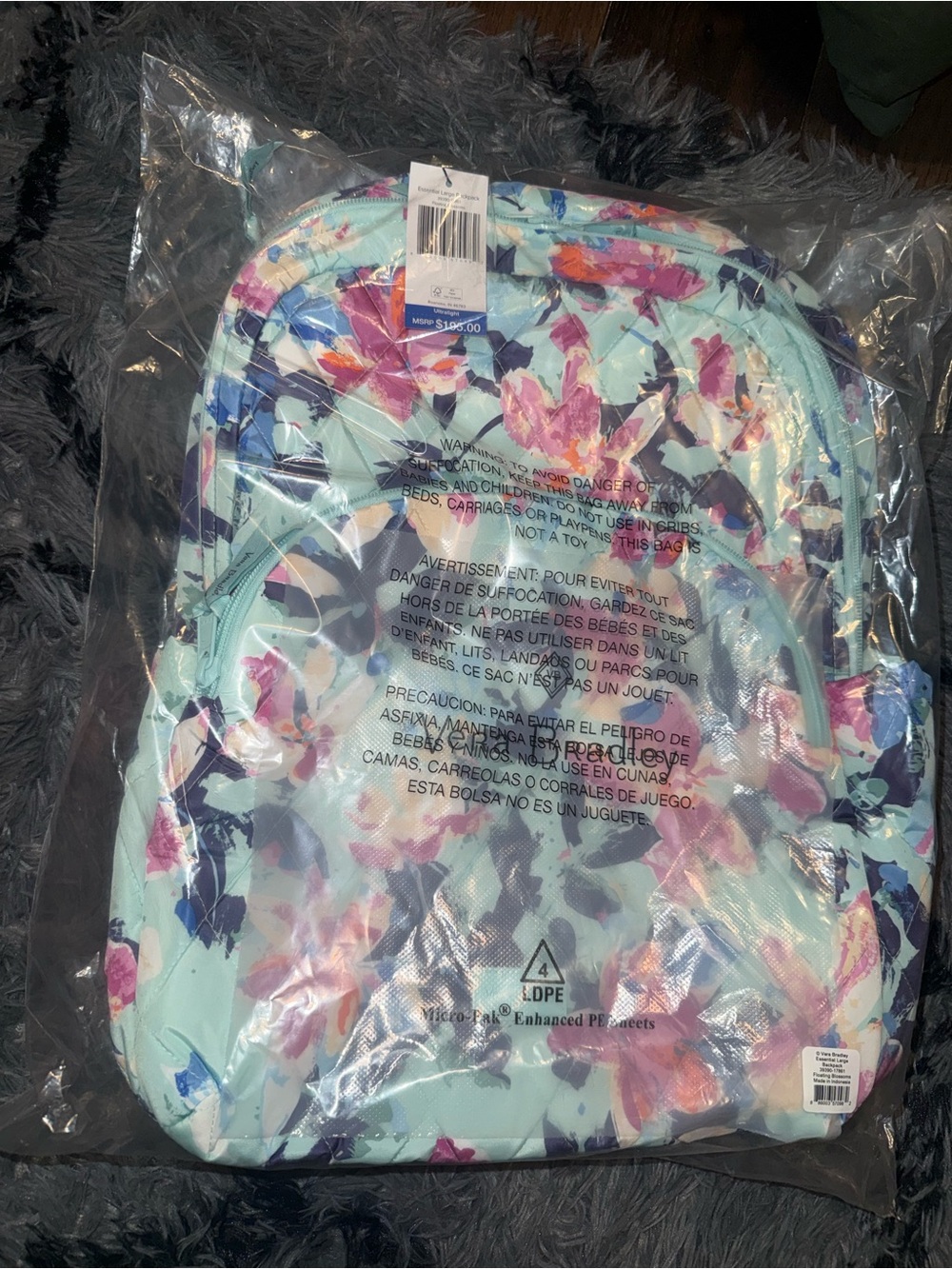 Vera Bradley Backpack - Aqua Multi Floral